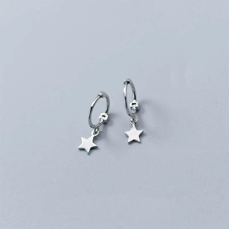Peri'sbox 925 пробы серебра с изображением крестообразной звезды женские серьги-кольца с Для женщин спираль прокалывания ушей из нержавеющей стали, серьги в стиле «бохо серьги-обручи - Окраска металла: Silver Star