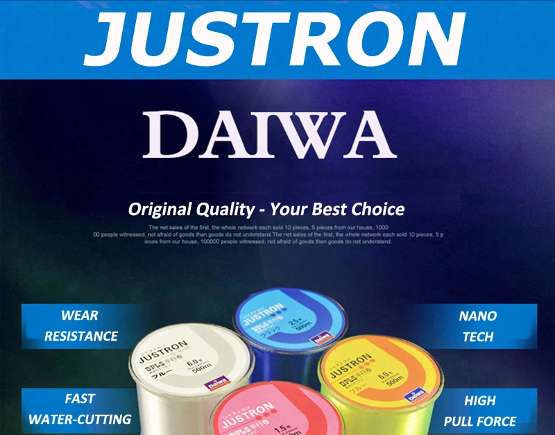 Linha de Pesca Alta Resistência Justron Marca Japonesa 500 m Nylon Daiwa Monofilamento Carpa Pesca Marítima Rocha Super Forte Durável 5 Linhas de pesca