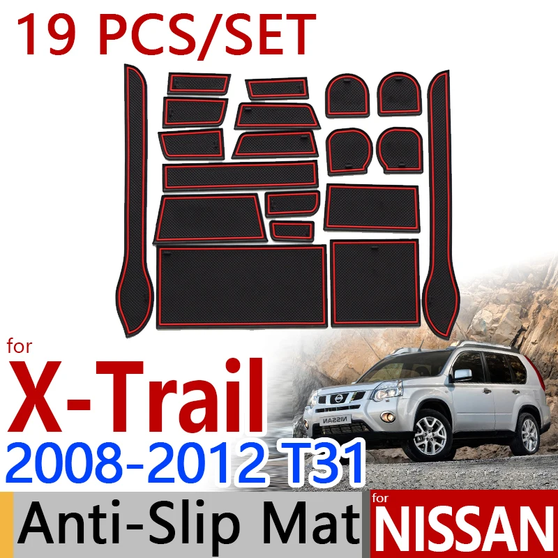 

for Nissan X-Trail T31 2008-2012 Anti-Slip Rubber Cup Cushion Door Mat 19Pcs X Trail 2009 2010 Accessories Car Styling Sticker