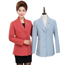 WAEOLSA среднего возраста женщины элегантный Блейзер Леди красный зеленый синий основной пиджак костюмы Женская офисная одежда короткие блейзеры 3XL 4XL пальто