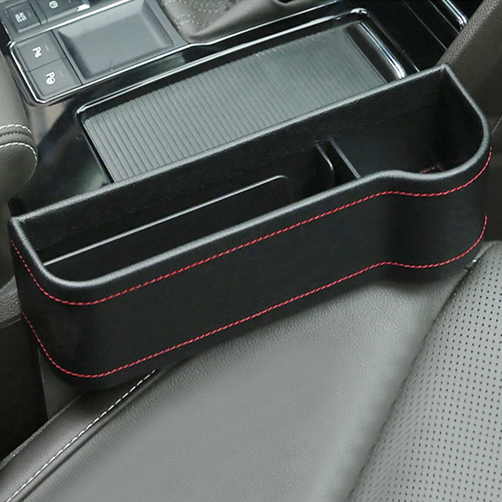 

EAFC Auto Seat Gap Organizer Storage Box Car Console Side Pocket Leather Seat Crevice Storage Box Seat Gap Pocket Organizer