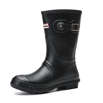 

Autumn Rubber Shoes Women PVC Rainboots Waterproof Shoes Anti-Skid Flat Platform Shoes Girl Mid-Calf Booties Spring Rain Shoes