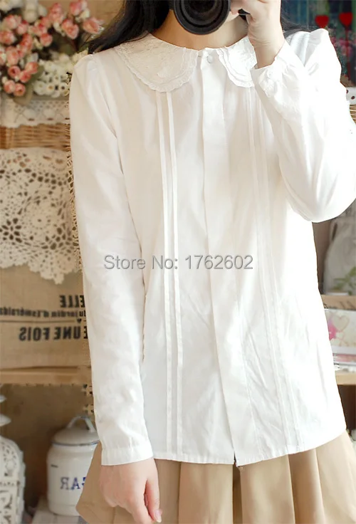 French Toast Girls Long Sleeve Peter Pan Blouse