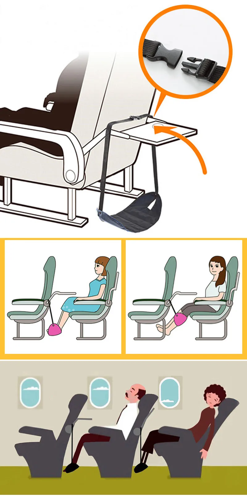 Аксессуары для самолетов для путешествий авиационные сиденья для ног портативная Регулируемая подставка для ног для путешествий ZhanBag 212