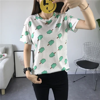 

8 Design Pineapple Banana Fruits Print Tees Short Sleeve T-shirt Women Summer Cotton Female Tops Causal Cute T-Shirts 7Q1712