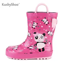 KushyShoo/детские непромокаемые резиновые сапоги для девочек; водонепроницаемые резиновые сапоги с рисунком панды и ручками; милые модные