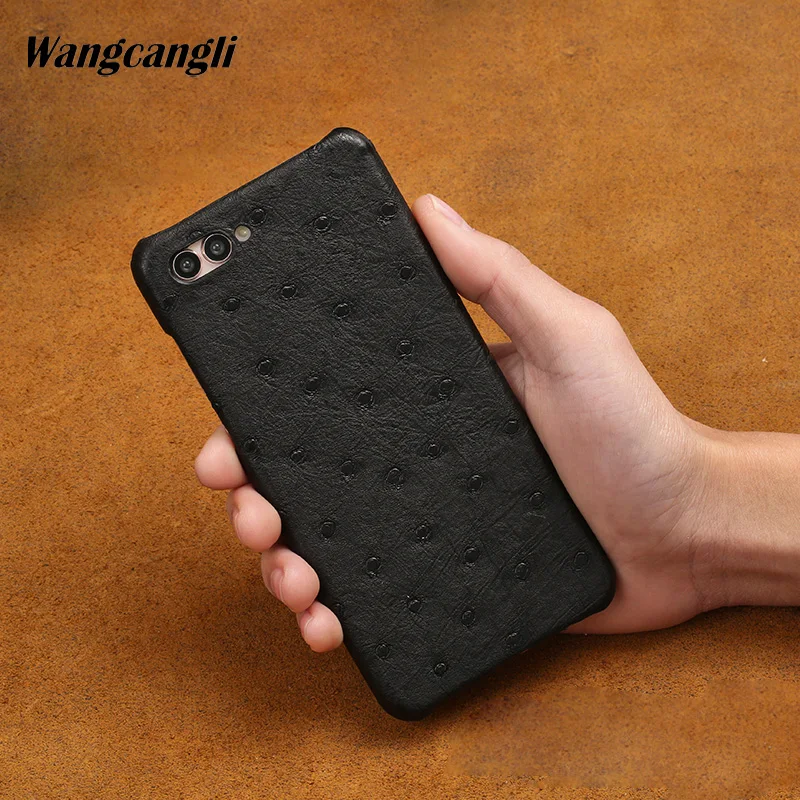 

New half-pack mobile phone case for Huawei P20 lite true ostrich skin phone case Luxury Genuine Leather phone protection case