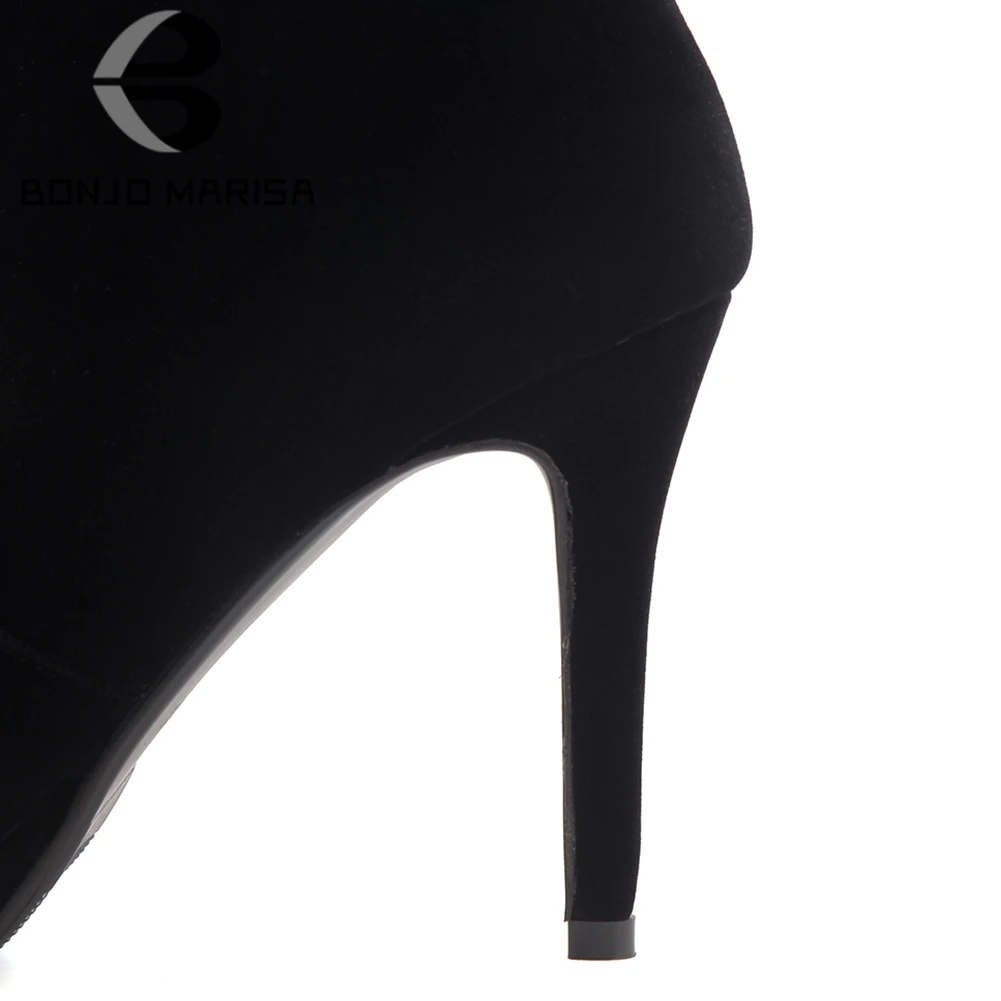 Pointu Femme No Sexy Black Fur Sur Bout Strass À Fur Chaussures Noeud Zlip Moto Hauts De Talons Femmes Ceinture Bottes Genou Bonjomarisa black rCsQdhtx