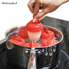 SutoneFeel 6 Pieces Silicone Egg Poachers Hard Boiled Eggs without Shell As Seen on TV Egg Cooker Tools