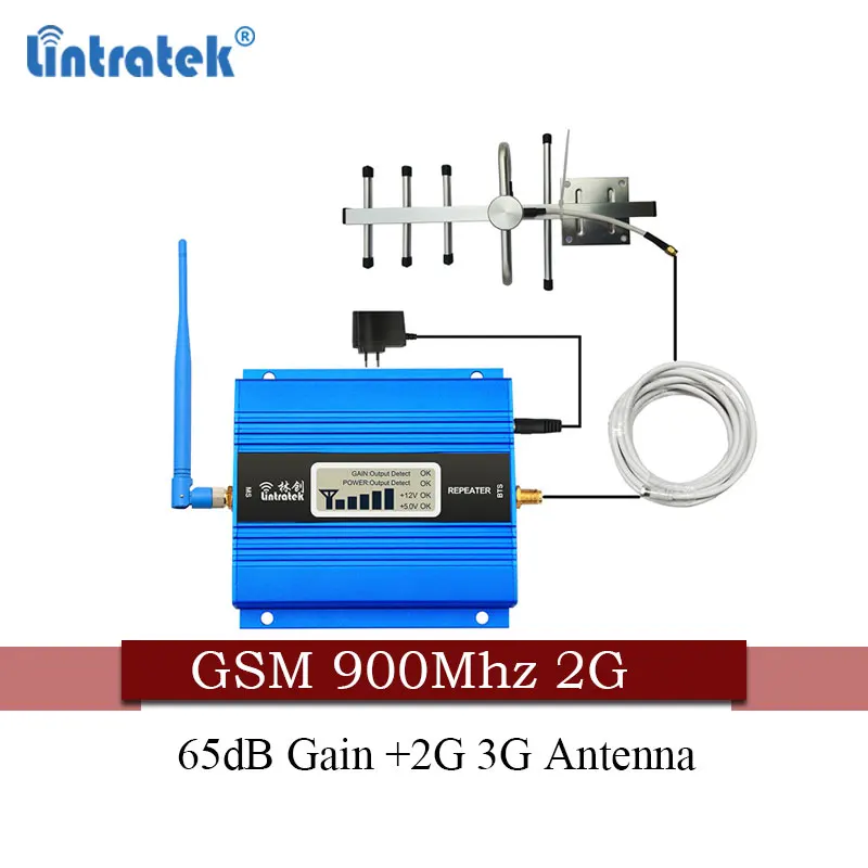 FreeShipping Lintratek روسيا 2G GSM 900 Mhz مكرر إشارة 2g repetidor 900 MHz 65dB هاتف خلوي إشارة الداعم 2G 3G هوائي