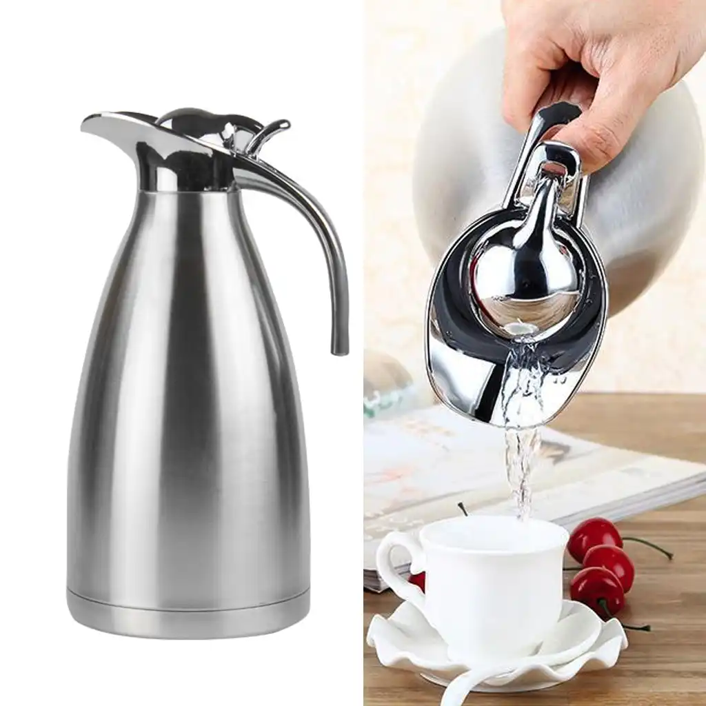 2L Double Stainless Steel Coffee Pot Vacuum Insulation Jug for Home Tea Kettle