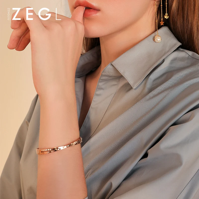 ZEGL Римский браслет с цифрами браслет из розового золота простой ручной ювелирный браслет для женщин