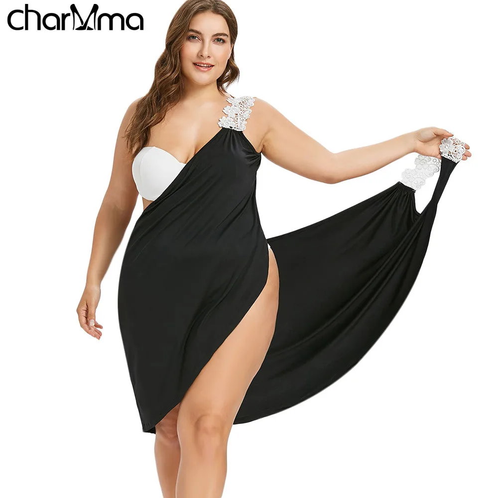 ROSE GAL Plus Size Lace Straps Women Cover Dress Up Beach Lace Cardigan Dress Summer Sexy Strap Crochet Lace Beach dress Vestito