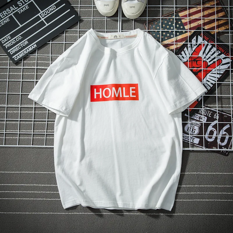 

Men's HOMLE Letter Printed T-Shirt Solid Color Short Sleeve Cartoon Print T Shirts Top Tee Tshirt for Men 2019 New Big Size 5XL