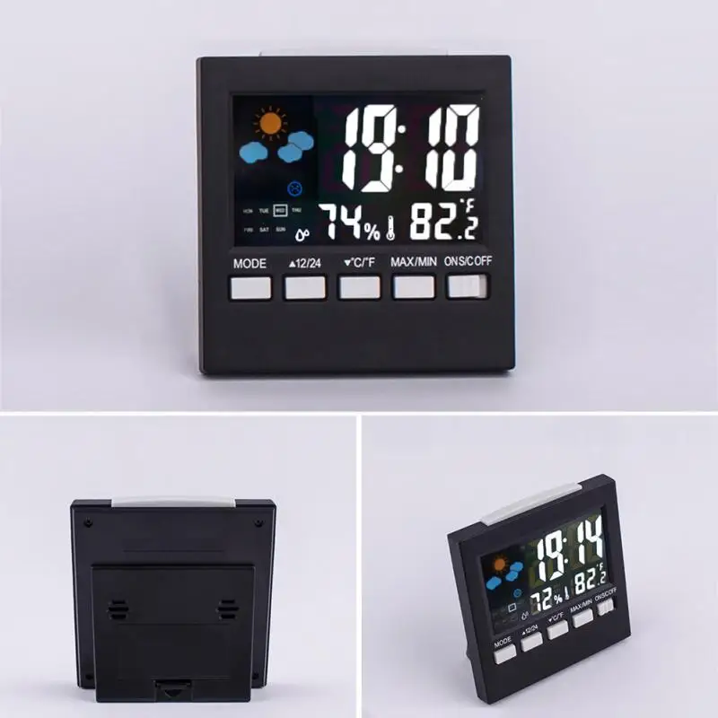Голосовое управление ЖК-экран термометр часы монитор влажности в помещении электронный цифровой дисплей Температура Будильник Календарь