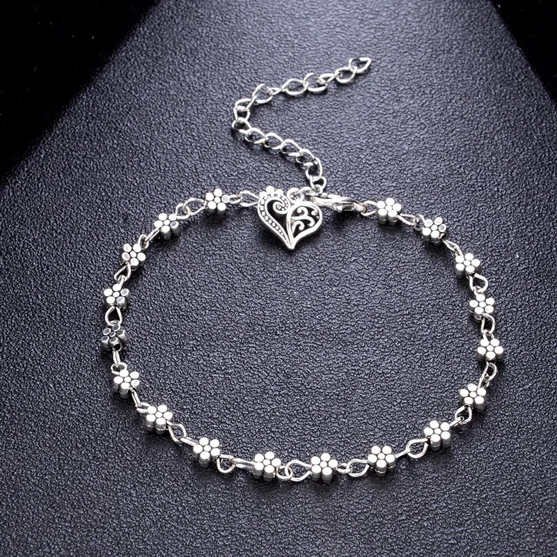 Yobest 2 шт./компл. Lover Heart Anklet Foot Jewelry Винтажный серебряный цвет модная цепочка для ног