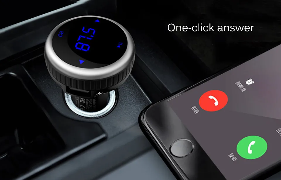 Cunymagos Wireless Car Bluetooth MP3 Music Player FM Transmitter Support TF Card Dual USB Car-charger Bluetooth Car Kit FM Modulator  (1)