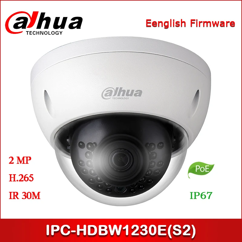 Dahua IP камера IPC-HDBW1230E 2MP 2,8 мм 3,6 мм с фиксированным объективом WDR IR мини-купольная сетевая камера с POE камера безопасности
