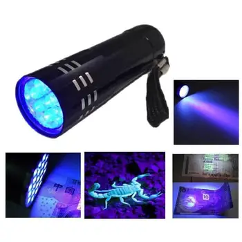 

Mini Aluminum UV Light Flashlight 9 LED Blacklight Torch Light Lamp Black