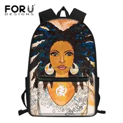 FORUDESIGNS/женский рюкзак для ноутбука для детей, черный художественный Африканский принт для девочек, школьные сумки для подростков, школьный