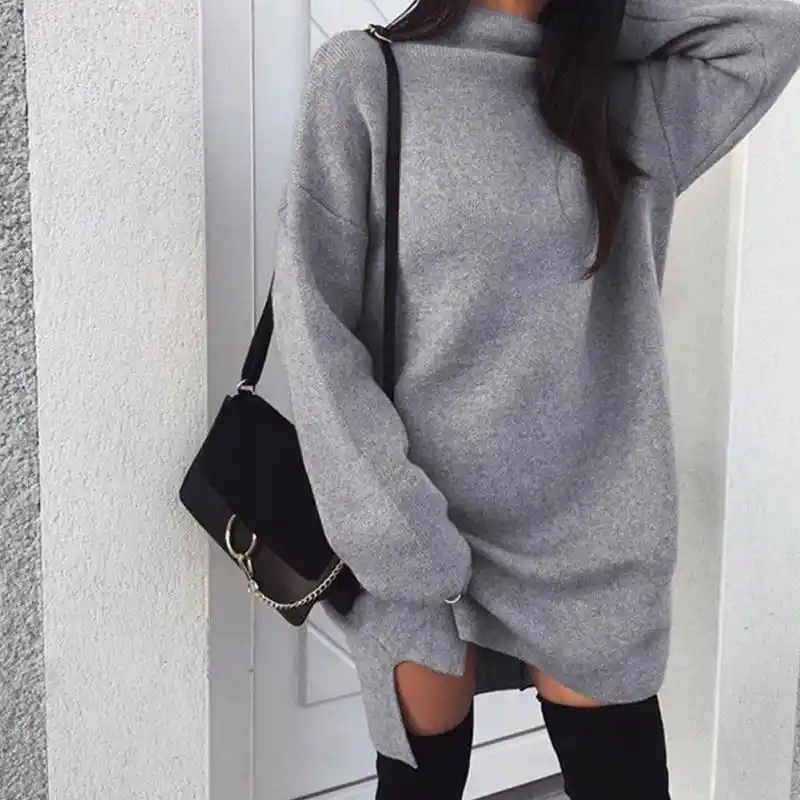 baggy turtleneck sweater dress