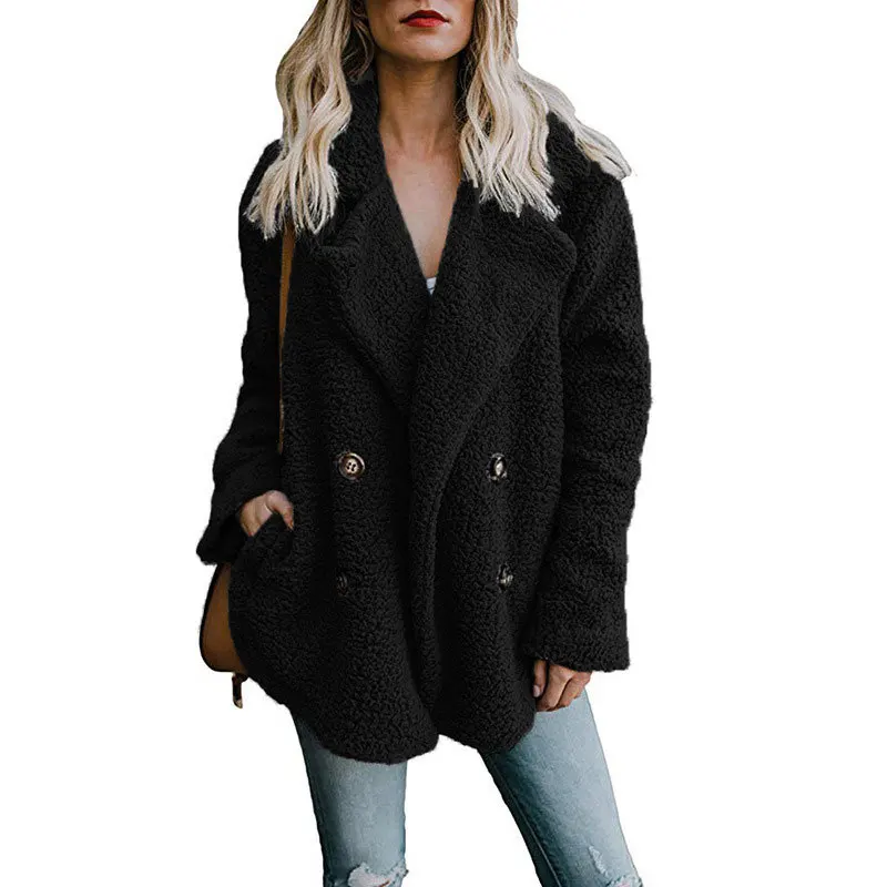 Gentillove женское винтажное пальто, Женское зимнее теплое мягкое плюшевое пальто, элегантные куртки из искусственного меха, повседневное меховое пушистое плюшевое пальто - Color: Black