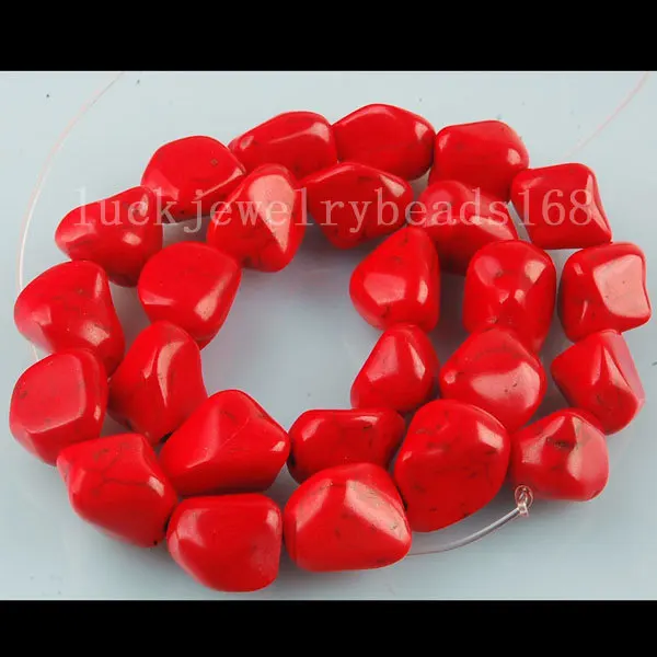 Free Shipping Fashion Jewelry Red Howlite Nugget Loose Beads 15.5&quot FG5847 | Украшения и аксессуары