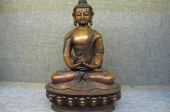 

Tibet Fane purple Bronze red Copper Amitayus Sakyamuni Buddha Statue Hold bowl