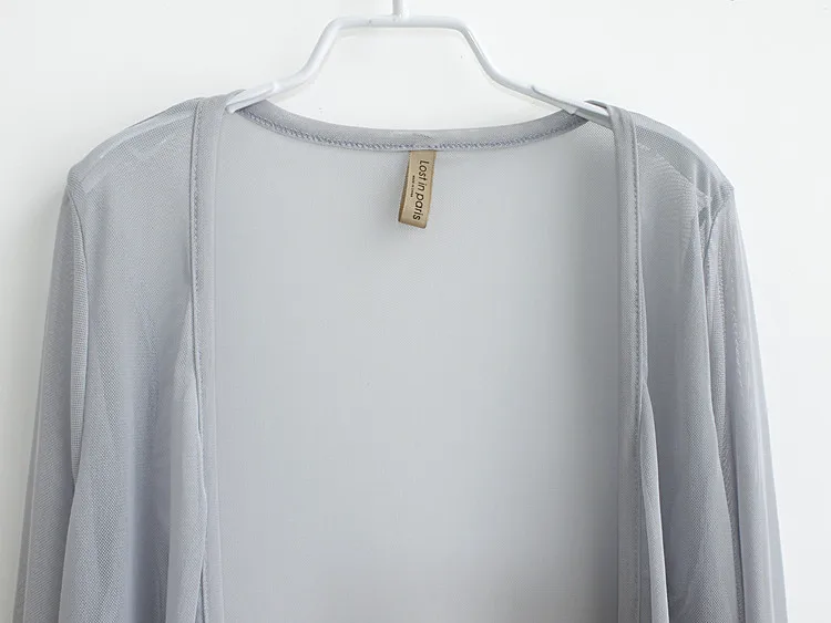 New 2019 Summer Style Women Casual Loose Long See-Through Mesh Tops Sheer Open Cardigan Solid Shirts Coat Jacket Beach Wear D155