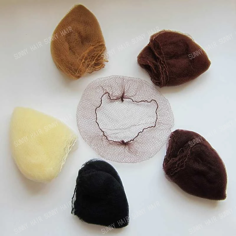 whole sale 500pcs hairnet 5mm nylon hair nets invisible disposable hair net 20inch five colors mix black,dark brown,brown,blonde