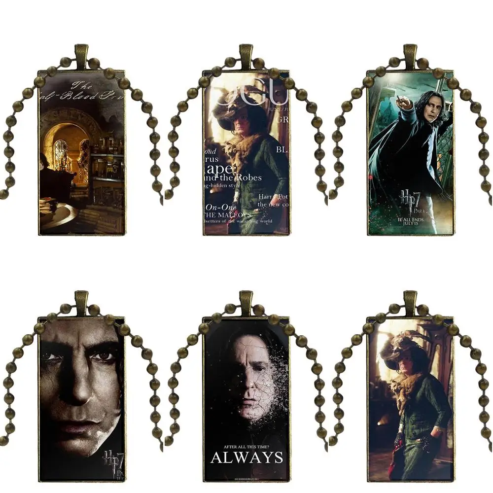 

Funny Severus Snape Top-rated Necklace With Bronze Plated Glass Cabochon Choker Long Pendant Rectangle Necklace For Girls Gift