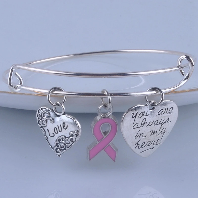 

Diameter about 65mm adjustable wire bracelet dangle ribbon charm love bangle for women girl jewelry gift XY160205