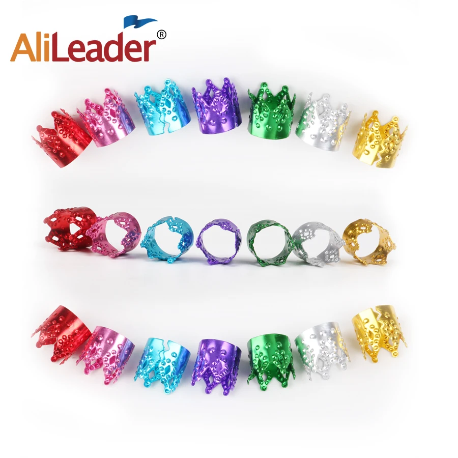 Alileader 30-50 PCS Adjustable Dreadlock Beads Braids Hair Clips Accessories Colorful Crown Cuff Dreadlocks Tube Bead Hair Ring