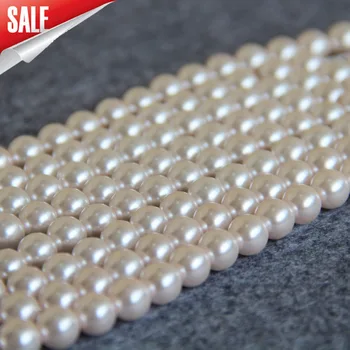 

New 8mm White Shell Pearl Beads SeaShell DIY Gifts For Women Girl Loose Beads Fashion Jewelry Making Design 15inch Wholesale
