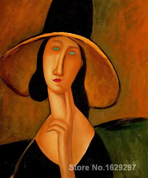 

Paintings for living room wall Portrait of Woman in Hat Amedeo Modigliani High quality Hand painted