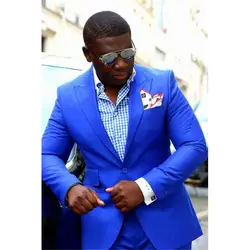 2018 Королевский синий мода Slim Fit Африки мужской Для мужчин s костюм Пик нагрудные индивидуальный заказ смокинг для жениха Для мужчин костюмы