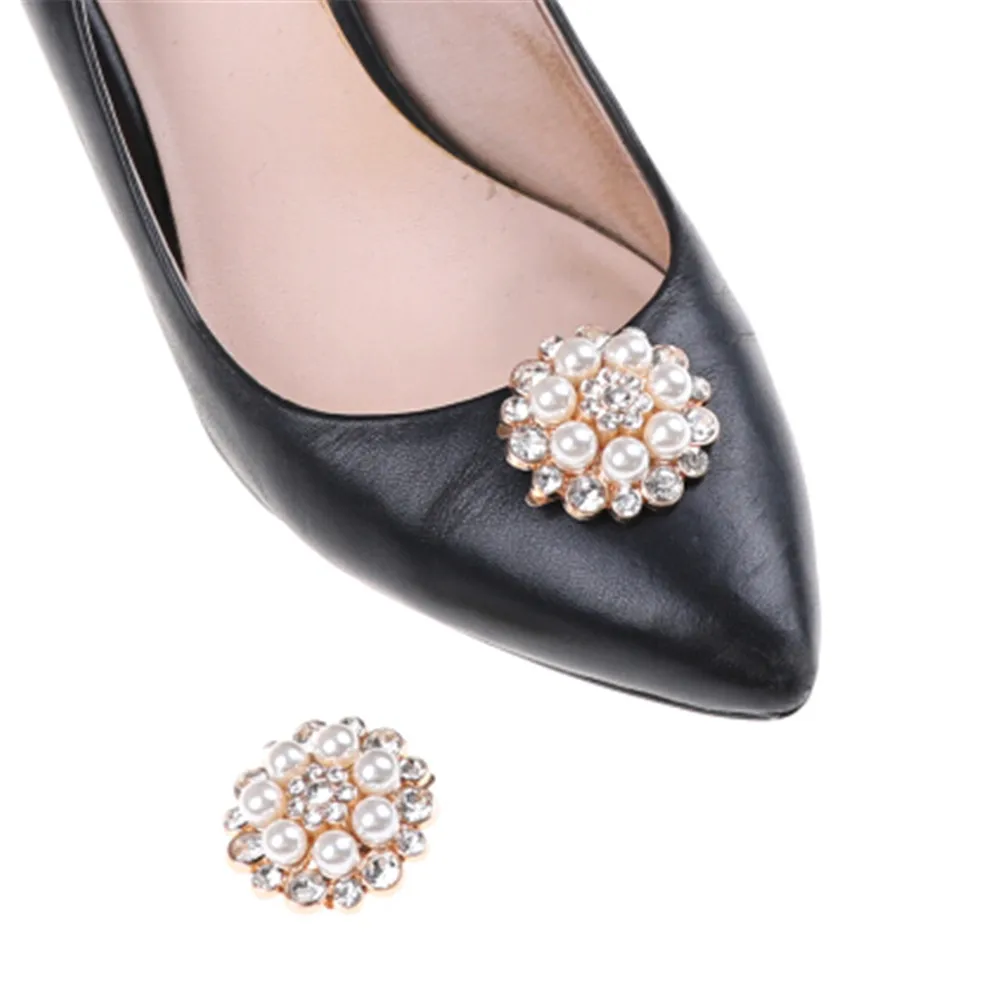 1 Pcs Cystal Rhinestones Charm Shoe Clips Metal Material Faux Pearl