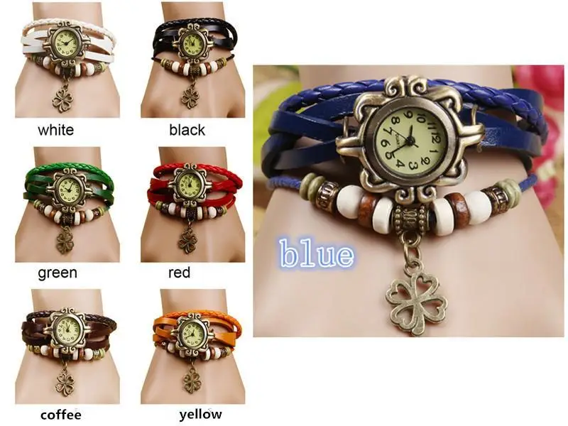 

NEW HOT SALE Girl Lady Retro Bracelet Luckly Quartz Wrist Watch Twisted Braid Strap Multicolor High quality For Women Watch