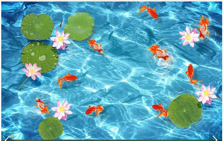 

3d wallpaper custom 3d flooring painting wallpaper murals 3 d lotus lotus nine fish floor tile wall living room photo wallpaer
