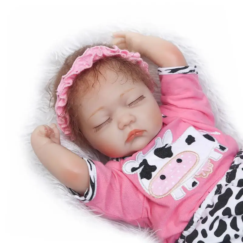 

Sleeping 17 Inch 42cm Soft Silicone Lifelike Reborn Baby Doll Realistic Looking Baby Girl Doll Toddler Eyes Closed Xmas Gift