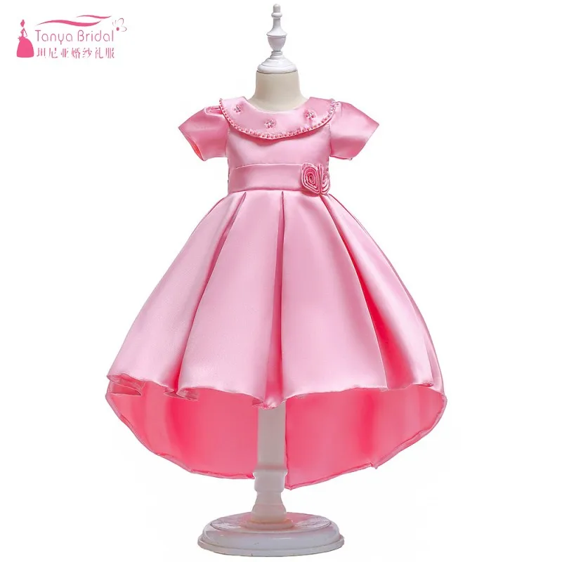 Розовое/Шампанское/фиолетовое/голубое платье с цветочным узором для девочек на свадьбу и вечеринку, элегантное детское сатиновое платье