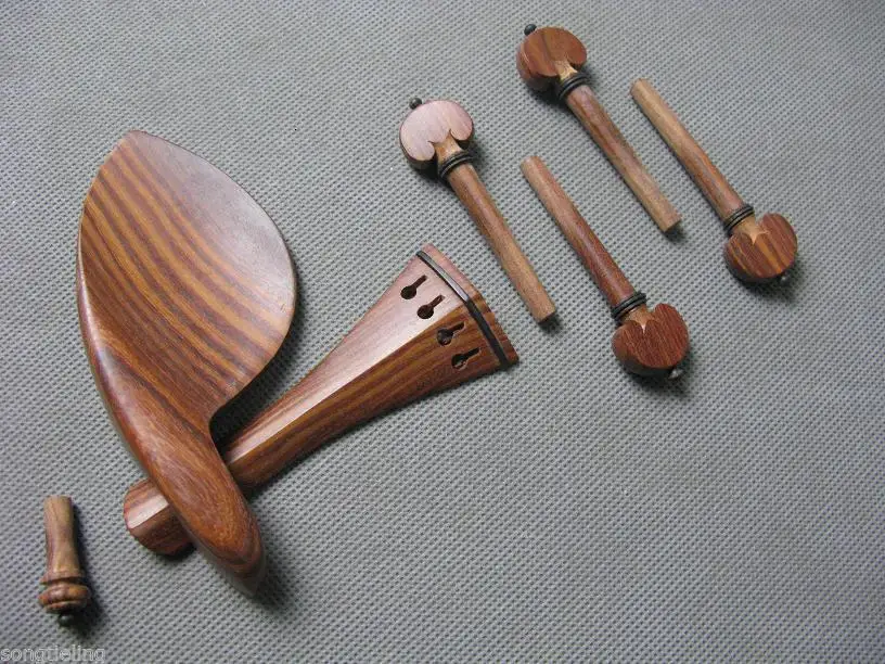 One Set Rosewood Violin Parts. Chinrest, Tailpiece,endpin, Pegs For 4/4
