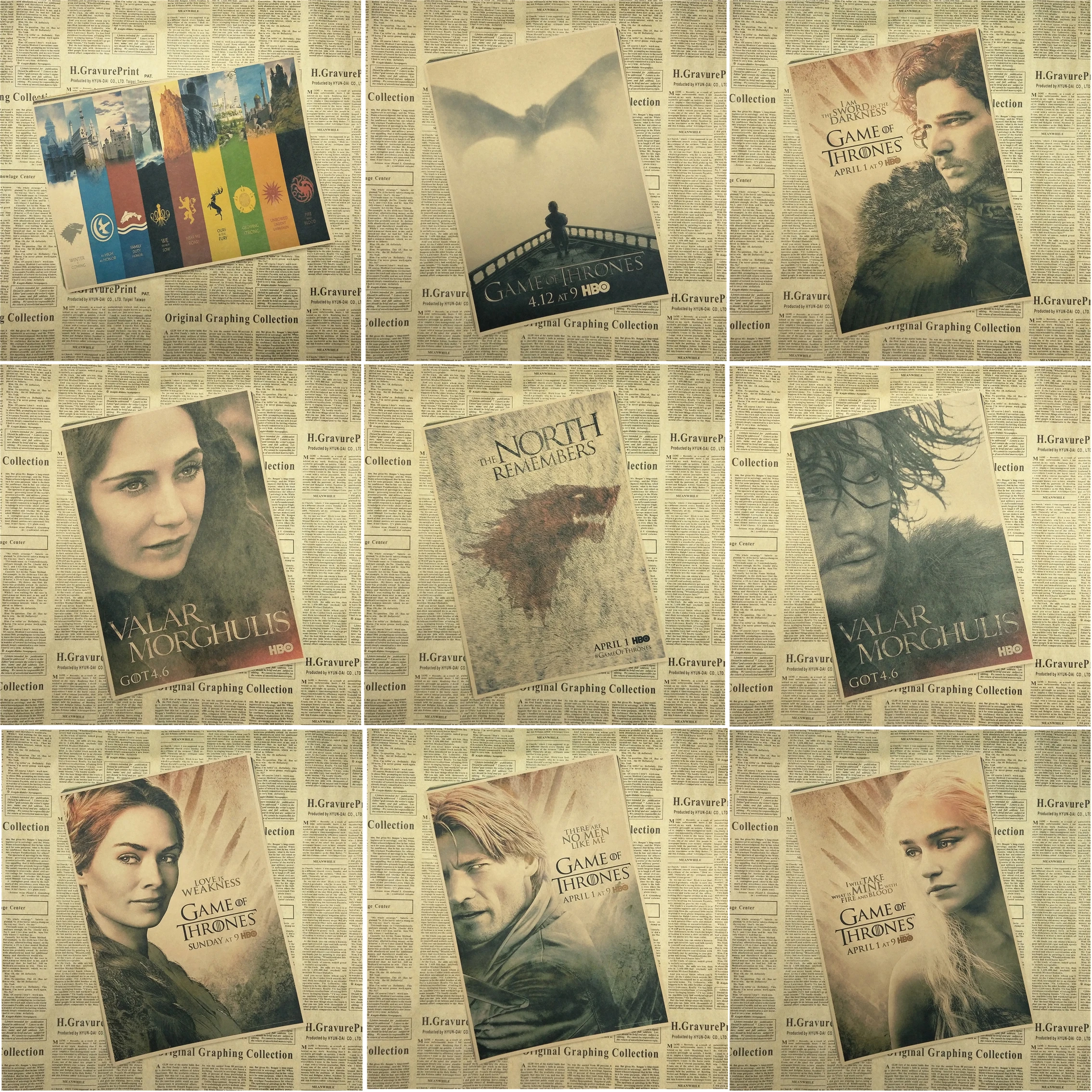 

Game of Thrones -Posters/Vintage Paper Retro Movie poster - kid cudi poster/Vintage Home Wall sticker Decor Part 1