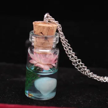 

New Hot Sale Vintage Luminous Glow Dark Flower Pendant Fluorescent Glass Drift Bottle Necklace Gift Jewelry