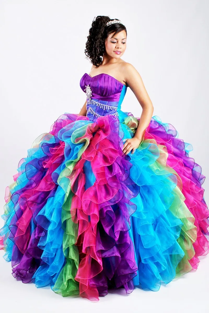 2014 New Stock Arrival Ball Gown Organza With Beads Quinceanera Dresses