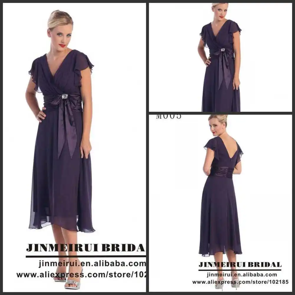 purple mother of the groom dresses tea length