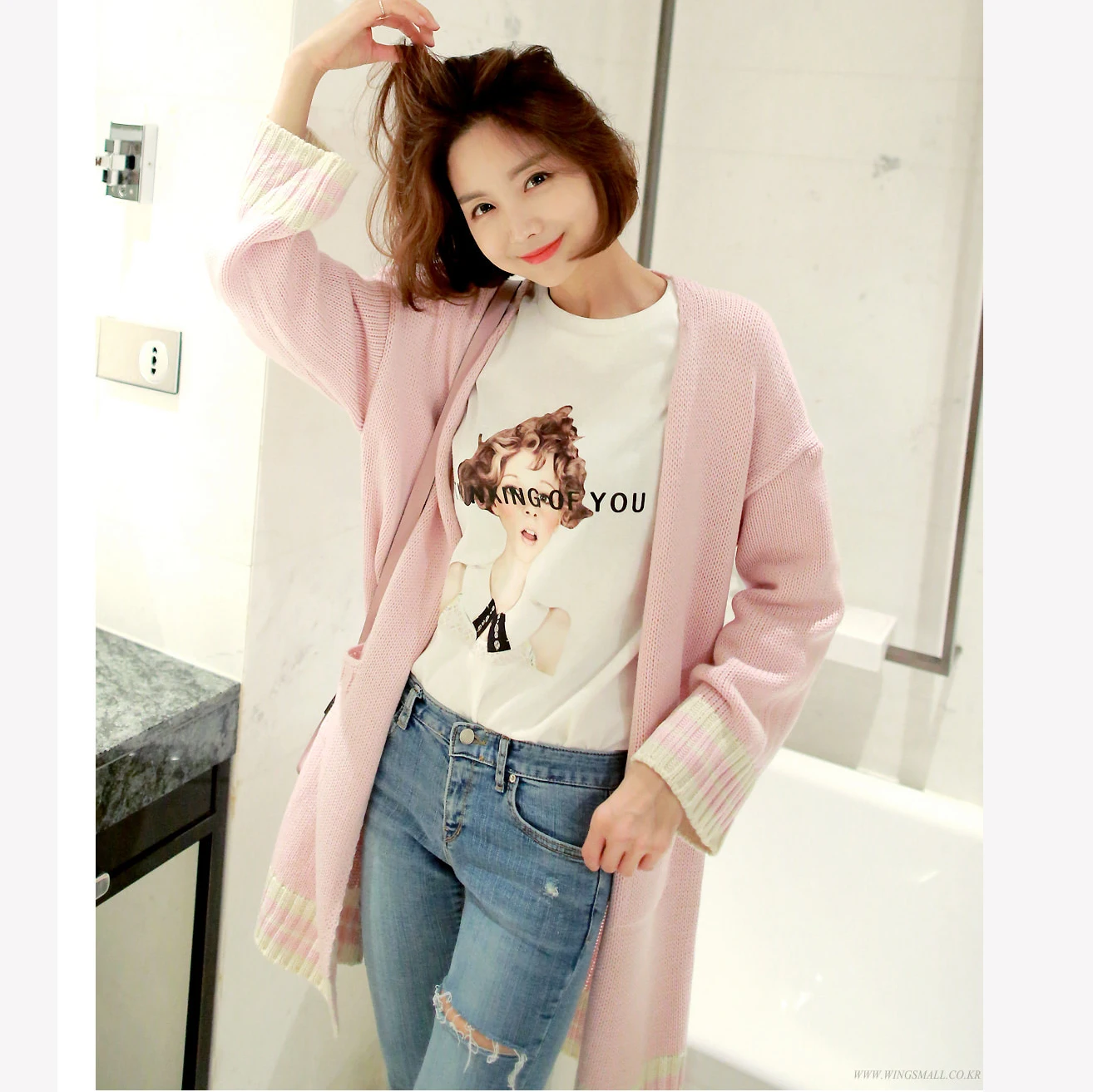 Autumn Winter Women Sweater 2018 New Korean Style Oversized Long Cardigan With Ribbed Striped Solid Pink Navy Blue Female Jacket |
