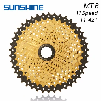 

SUNSHINE Bicycle Freewheel 11Speed MTB Mountain Bike Cassette Freewheel Golden 11-42T For Parts SHIMANO XT SLX M7000 k7 NX GX