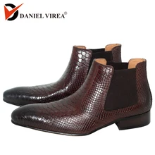 Мужские ботинки «Челси»; модная обувь ручной работы из тисненой кожи; Роскошная стильная обувь черного и кофейного цвета; свадебные мужские ботильоны с острым носком