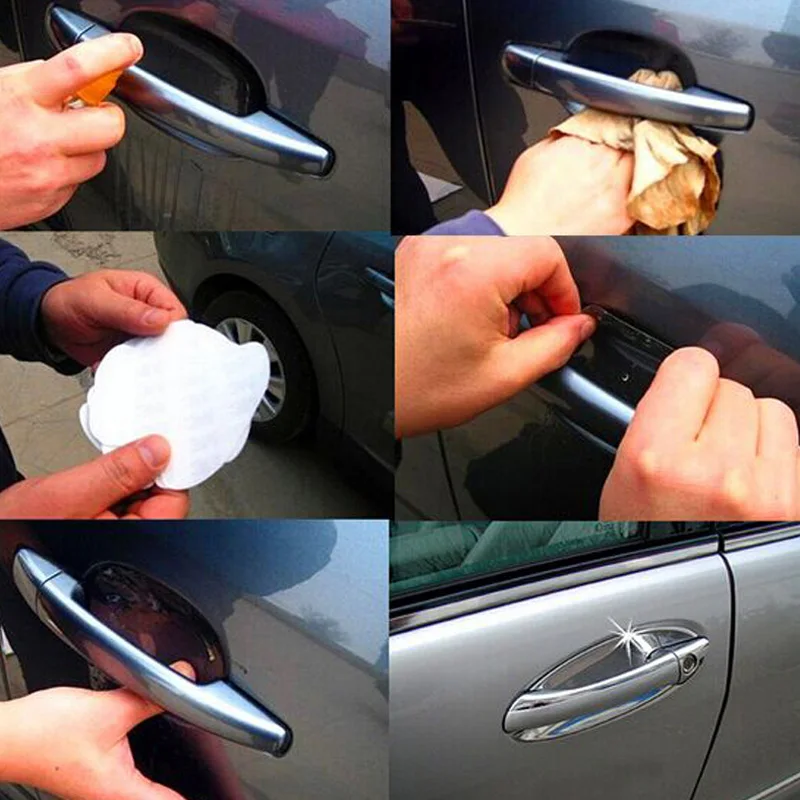 

2Sets 4Pcs/lot 9X8CM Car Handle Protection Film Car Exterior Transparent Sticker Automotive